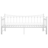 Pull-out Sofa Bed Frame without Mattress White Metal 90x200 cm 324759