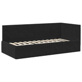 Corner Bed Frame with Headboard Black 90 x 190 cm Velvet 42016261