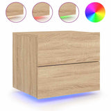 Wall-mounted Bedside Cabinets with LED Lights 2 pcs Sonoma Oak 836817