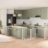 Dog Gate with Door Foldable 12 Panels White 960 cm Poplar Wood 3155624