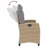 Reclining Garden Bench with Cushions Beige Poly Rattan 368230