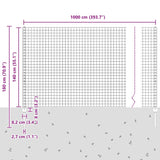 Fence with Posts Green 1.4 x 10 m Steel 3335969