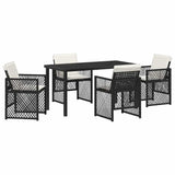 Garden Dining Set 5 pcs Black Poly Rattan 3380618