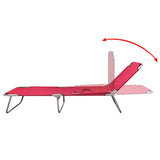 ZNTS Folding Sun Lounger Powder-coated Steel Red 41479