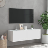 TV Wall Cabinet with LED Lights White 100x35x31 cm 837295