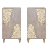 Sideboard Grey and Gold 40 x 33 x 75 cm Solid Mango Wood 4018796