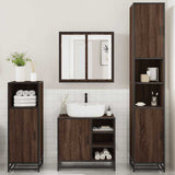 4 Piece Bathroom Furniture Set Brown Oak Engineered Wood 3301209
