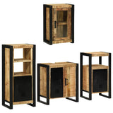 Bathroom Furniture Set with Shelf 4 pcs Brown Solid Mango Wood 3305694