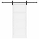 Sliding Door 86 x 198.5 cm Engineered Wood White and Black 3449908
