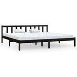 810106 Bed Frame without Mattress Black Solid Wood 200x200 cm