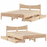 Bed Frame with Drawers 160x200 cm Solid Wood Pine 3301899