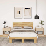 Bed Frame with Headboard without Mattress 120x190 cm Solid Wood Oak 3324136