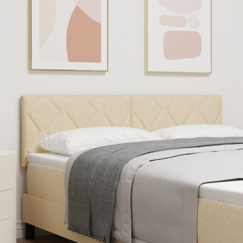 ZNTS LED Headboard Diamond Blocks Design Cream 144 cm Fabric 3338218