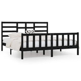 Bed Frame without Mattress Black 200x200 cm Solid Wood Pine 3107637