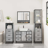 ZNTS 4 Piece Bathroom Furniture Set Grey Sonoma Engineered Wood 3301293