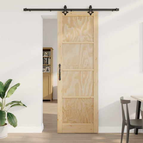 Sliding Door Manual Natural and black 78 x 232 cm 3333502