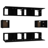 TV Cabinet Set Set of 6 Black Engineered wood Medium 3114359