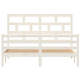 Bed Frame without Mattress White Solid Wood King Size 3101289
