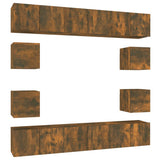 10 Piece TV Cabinet Set Smoked Oak Engineered Wood 3120215
