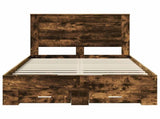 Bed Frame with Drawer Smoked Oak 135 x 190 cm Engineered Wood 3410330