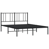 Metal Bed Frame without Mattress with Headboard Black 140x200cm 352481