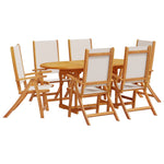 ZNTS 7 Piece Garden Dining Set Solid Wood Acacia and Textilene 3279295