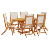 ZNTS 7 Piece Garden Dining Set Solid Wood Acacia and Textilene 3279295