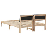 Bed frame Brown and dark grey 140 x 190 cm Solid pine wood 878685