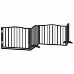 Dog Gate with Door Foldable 12 Panels Black 960 cm Poplar Wood 3155628