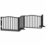 Dog Gate with Door Foldable 12 Panels Black 960 cm Poplar Wood 3155628