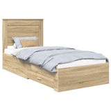 Bed Frame Sonoma Oak and Silver 75 x 190 cm Engineered Wood 3410375