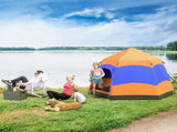 Six Man Hexagon Camping Tent with Hang Hook and Carry Bag - Orange and Blue T3398P348685