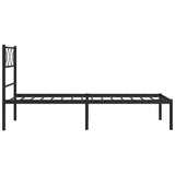Metal Bed Frame without Mattress with Headboard Black 80x200cm 372268