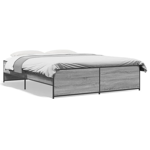 ZNTS Bed Frame Grey Sonoma 150x200 cm King Size Engineered Wood and Metal 3279885