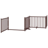 Dog Gate with Door Foldable 6 Panels Brown 480 cm Poplar Wood 3155745