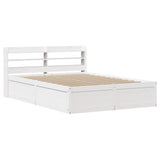 Bed Frame with Headboard White 140x190 cm Solid Wood Pine 3307096