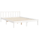 Bed Frame without Mattress White Double Solid Wood Pine 3192402