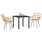Garden Dining Set 3 pcs Brown Powder-Coated Steel 3379177