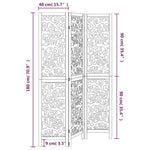 Room Divider 3 Panels White Solid Wood Paulownia 358734