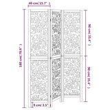 Room Divider 3 Panels White Solid Wood Paulownia 358734