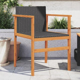 Garden Chairs 2 pcs Black Poly Rattan&Solid Wood 368708