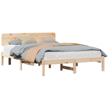 Bed Frame with Headboard Natural 200 x 200 cm Solid Pine Wood 872092