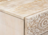 Bed cabinet with Drawer White 50 x 33 x 60 cm Solid Mango Wood 4018379