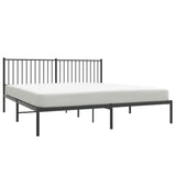 Metal Bed Frame without Mattress with Headboard Black 180x200cm 350868