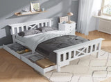 Wooden Bed Frame with Drawers Single Storage Bed Solid Pine Wood,3FT Guest Bed For Adults, Kids, WF292375AAW