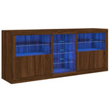 Sideboard with LED Lights Brown Oak 162x37x67 cm 3209036