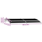 Door Canopy Black 200x75 cm PC 144825