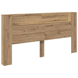 Storage Headboard with LED Artisan Oak Engineered Wood 3418697