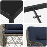 Garden Dining Set with Cushion 3 pcs Grey and Black Rattan 3380246