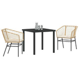 Garden Dining Set 3 pcs Brown Poly Rattan 3380911